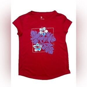 All in motion Graphic Tee Girls Kids athletic top summer Pink Aloha Flower